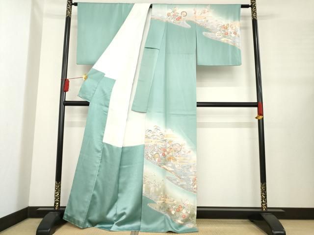 平和屋着物 訪問着 流水雪輪花文 暈し染め 正絹 ck