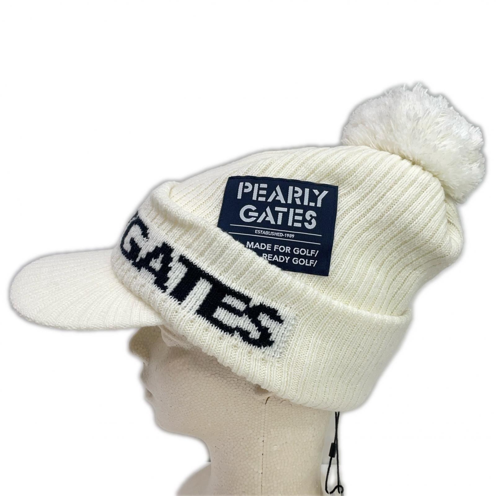 未使用品 パーリーゲイツ PEARLY GATES つば付ニット帽 フリー 