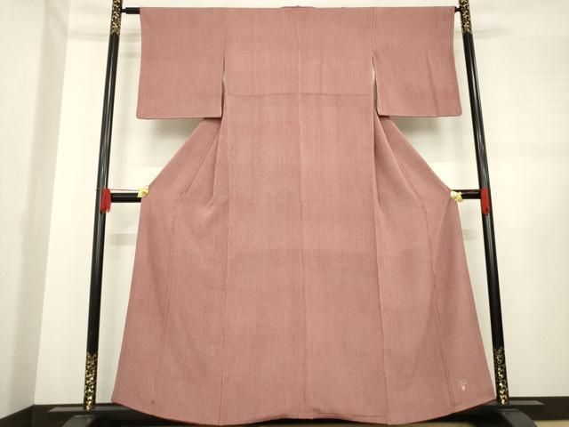 平和屋着物 人間国宝 重要無形文化財 小宮康助 江戸小紋 万筋 葡萄茶色×白色 正絹 ck