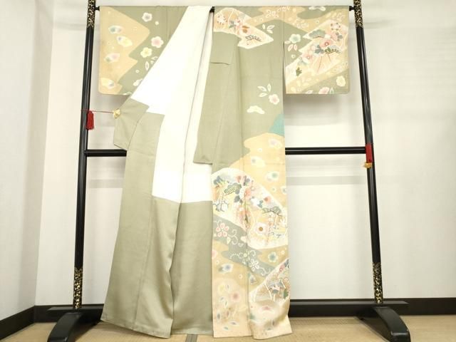 平和屋着物 訪問着 駒刺繍 地紙花文 金彩 正絹 ck