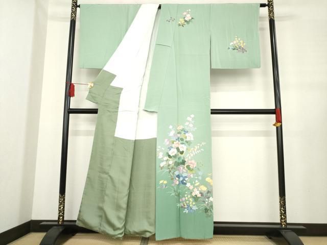 平和屋着物 訪問着 友禅 作家物 茂樹 草花文 暈し染め 正絹 ck