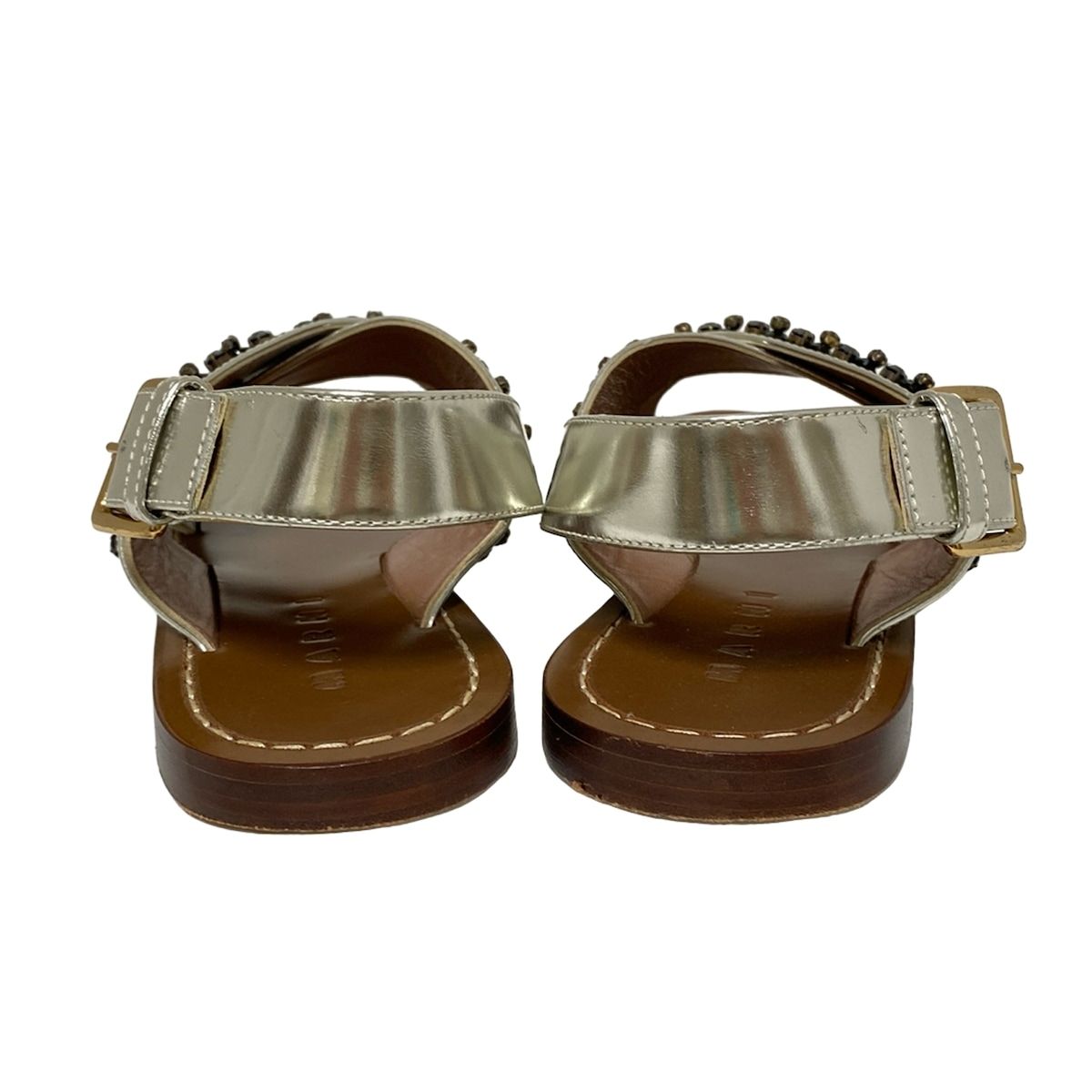 MARNI(マルニ) サンダル 38 レディース - シルバー×黒 ラインストーン