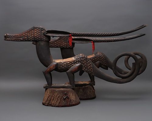 アフリカ マリ バンバラ族 チワラ 頭上面 マスク 仮面 No.487 木彫り