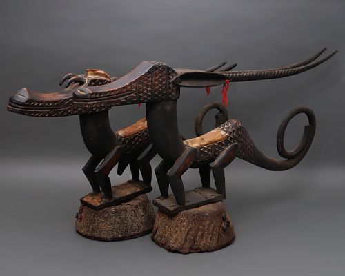 アフリカ マリ バンバラ族 チワラ 頭上面 マスク 仮面 No.487 木彫り