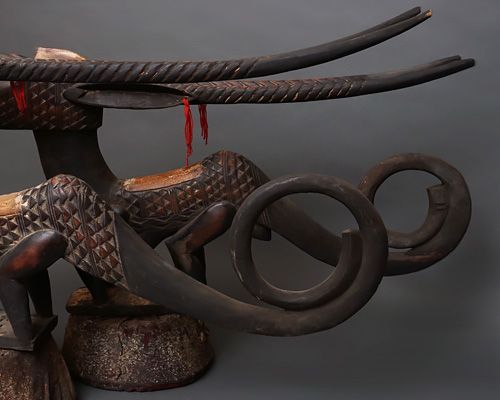 アフリカ マリ バンバラ族 チワラ 頭上面 マスク 仮面 No.487 木彫り