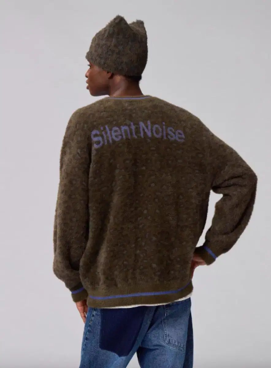 XL GU x undercover シャギー クルーネック カーディガン オリーブ