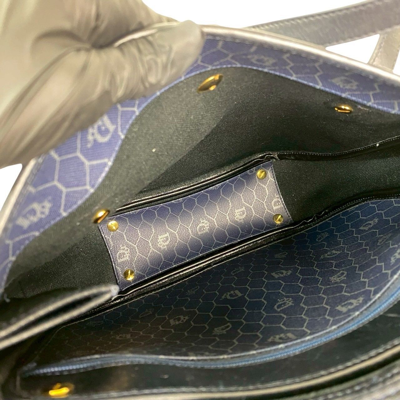 極 美品 Christian Dior クリスチャンディオール ロゴ 金具 ハニカム