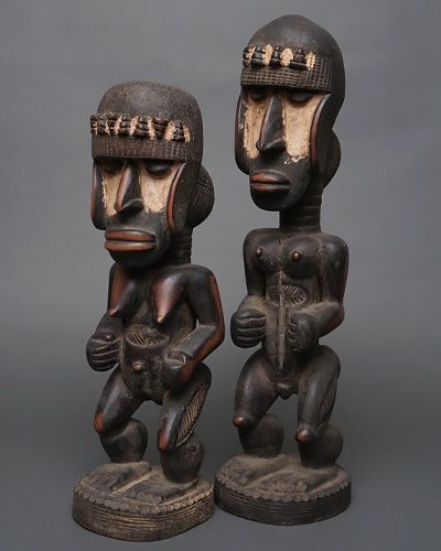アフリカ コートジボワール ゲレ族 ペア 立像 人形 No,1 アフリカン