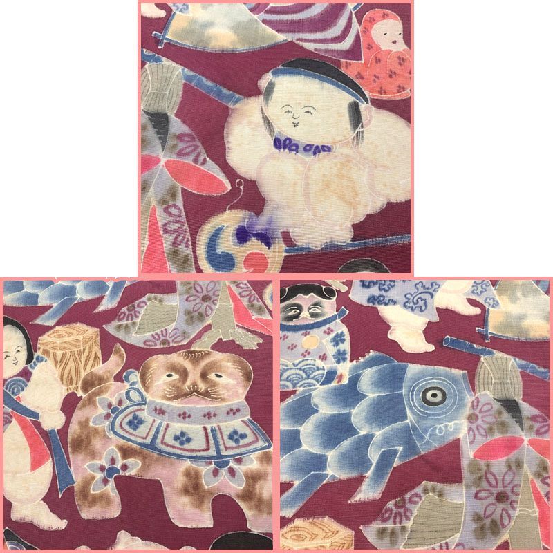  512 an 101 アンティーク名古屋帯 引き抜き帯 童 童子 玩具 大正ロマン 昭和レトロ 名古屋帯 帯