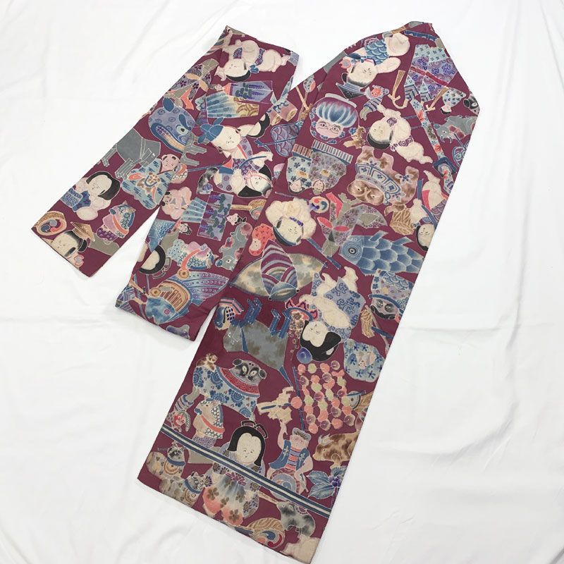 512 an 101 アンティーク名古屋帯 引き抜き帯 童 童子 玩具 大正ロマン 昭和レトロ