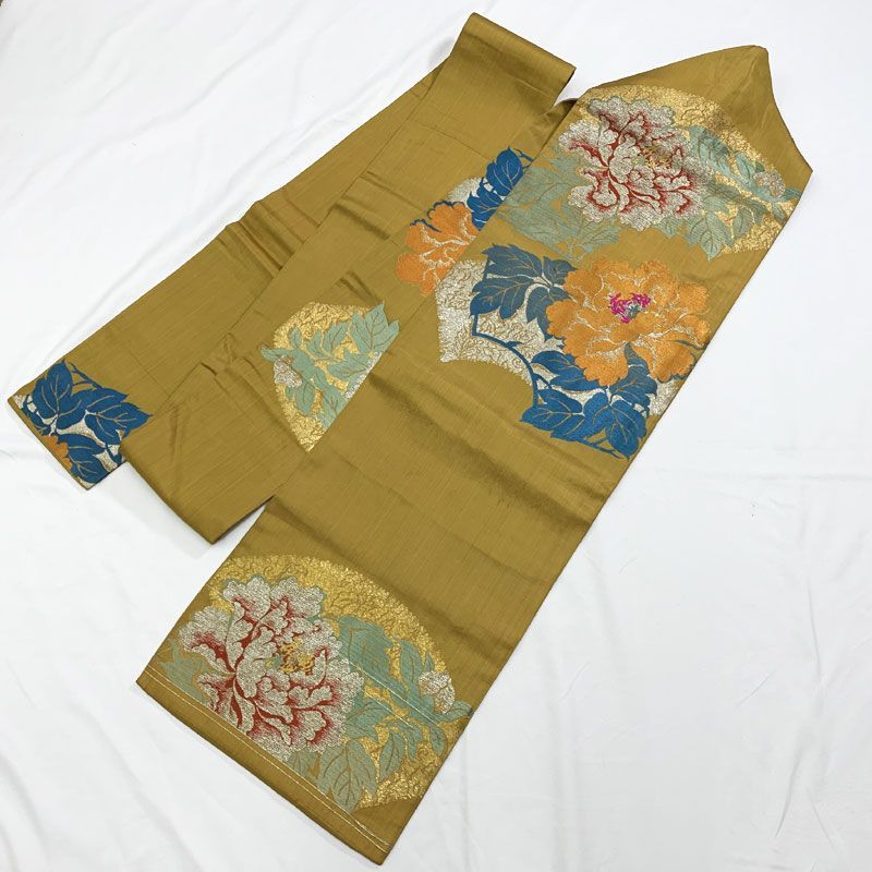 512 an 103 アンティーク名古屋帯 牡丹 金糸 銀糸 大正ロマン 昭和レトロ レトロモダン