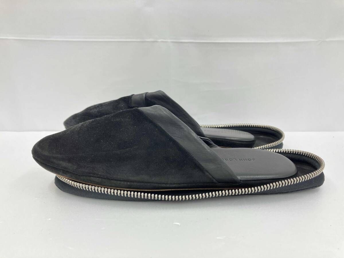 JOHN LOBB ジョンロブ knighton スウェードレザールームシューズ スリッパ ケース付き イタリア製 サイズ6 ブラック 通年