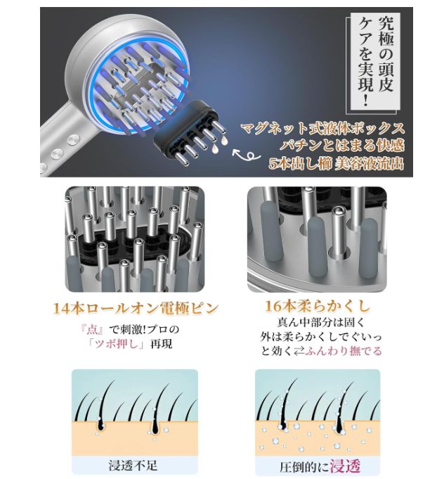 電気ブラシ 電動 頭皮ブラシ 美顔器 頭皮 フェイス ボディ ems RF EP