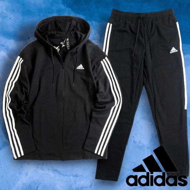 adidas アディダス 3ストライプス リサイクル素材使用 リブインサート トラックジャケット イージーパンツ セットアップ トラックスーツ GM 3827 黒 O 038 30123 m 07