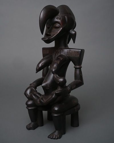 アフリカ コートジボワール セヌフォ族 女性 座像 立像 人形 No 2 アフリカンアート 木彫り 彫刻 アフリカ雑貨