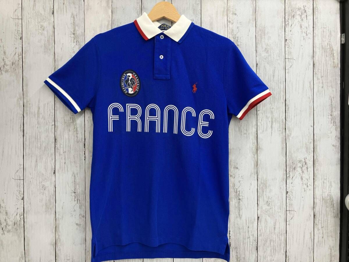 RALPH LAUREN ラルフローレン ブルー CUSTOM SLIM FIT FRANCE 半袖ポロシャツ Sサイズ