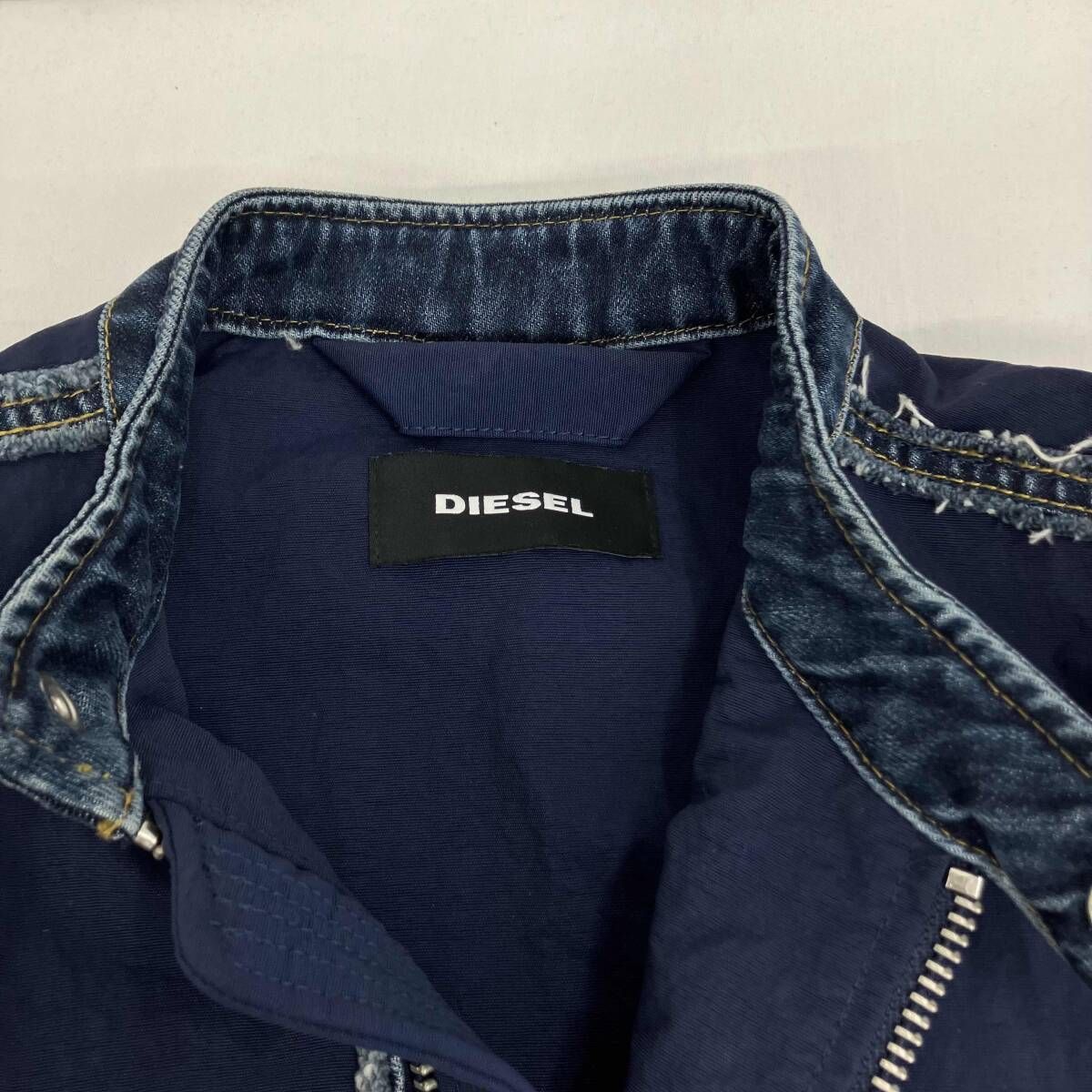 ディーゼル デニムジャケット シースルーメッシュ切替 半袖 ジップアップXXS DIESEL ディーゼル／デニム切替/ジップアップ ／サイズ S／A62226170