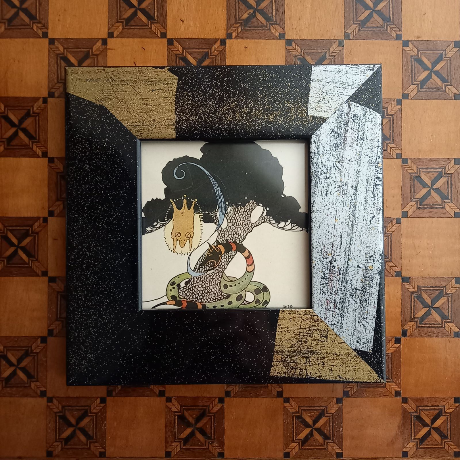 アンティーク版画 額付き 古代ギリシャ神話 イアソンの金羊毛