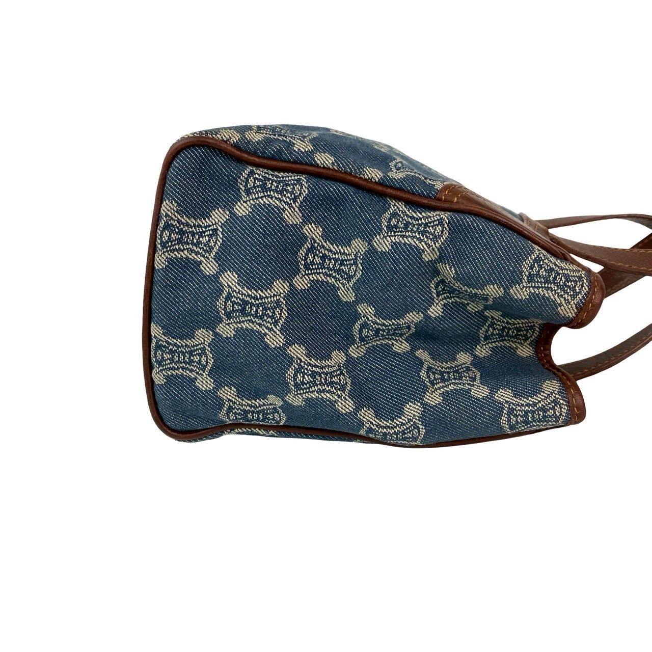 美品　セリーヌ マカダム柄 レザー ハンドバッグ ミニトートバッグ トリオンフ 極 美品 CELINE セリーヌ マカダム トリオンフ 総柄 レザー 本革