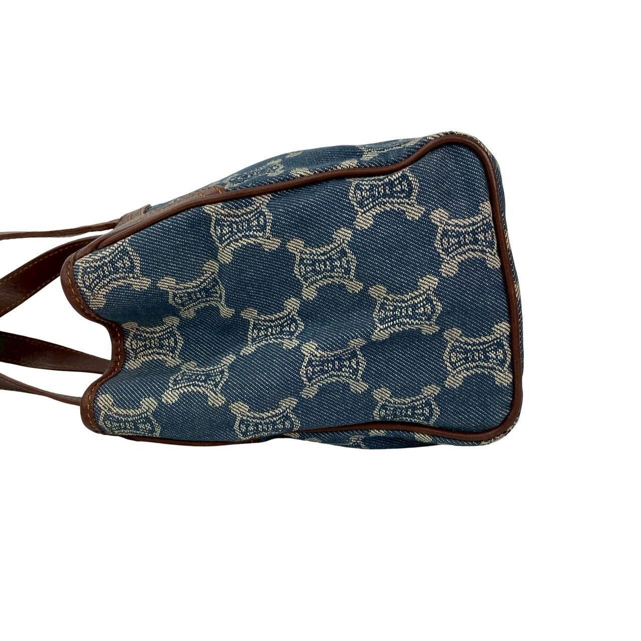 美品　セリーヌ マカダム柄 レザー ハンドバッグ ミニトートバッグ トリオンフ 極 美品 CELINE セリーヌ マカダム トリオンフ 総柄 レザー 本革