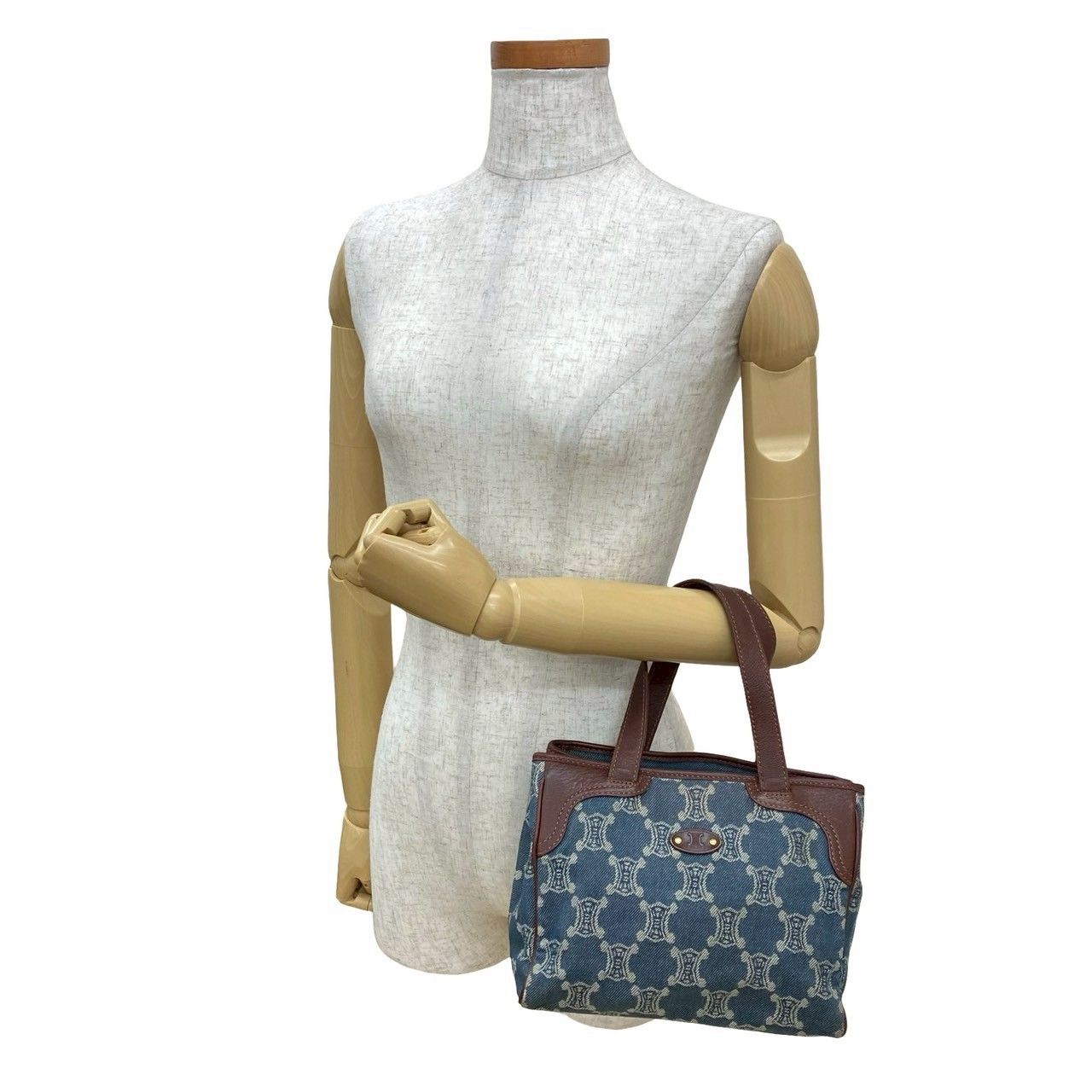 極 美品 CELINE セリーヌ マカダム トリオンフ 総柄 レザー 本革