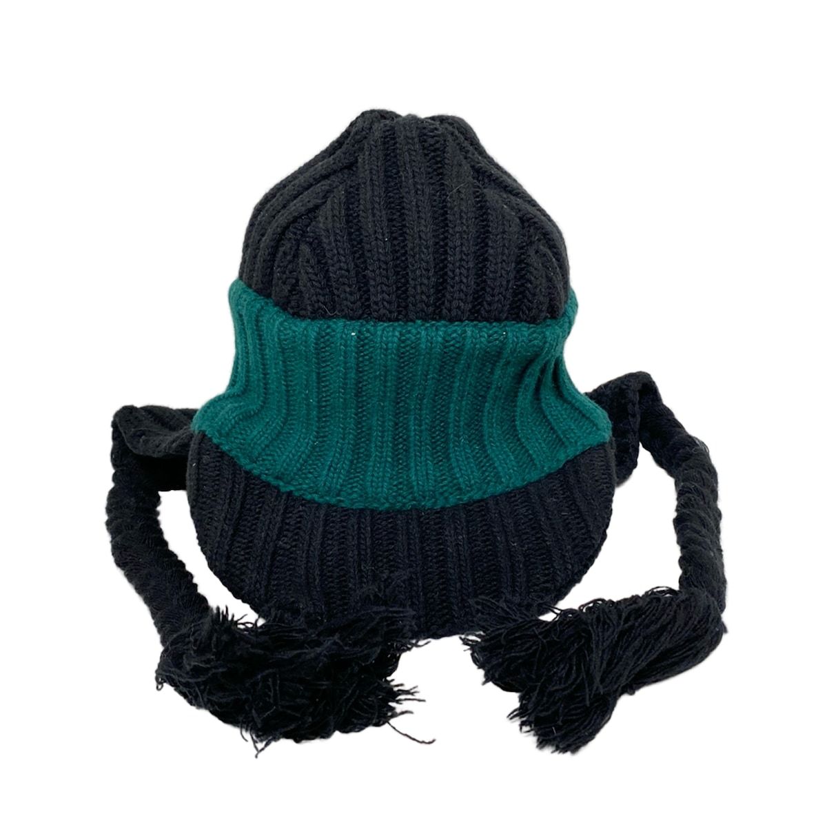 MARNI マルニ ニット帽 M - 黒×ダークグリーン ウール