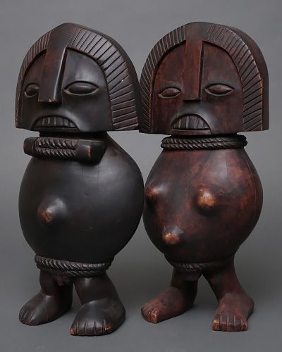 アフリカ カメルーン ティカ族 ペア 立像 人形 No 2 アフリカンアート 木彫り 彫刻 アフリカ雑貨