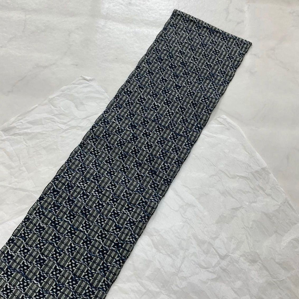 新品　みちのく花織　半幅帯 ○kimono+one○kimonoarisa○厳選○未使用同然みちのく花織○青○正絹