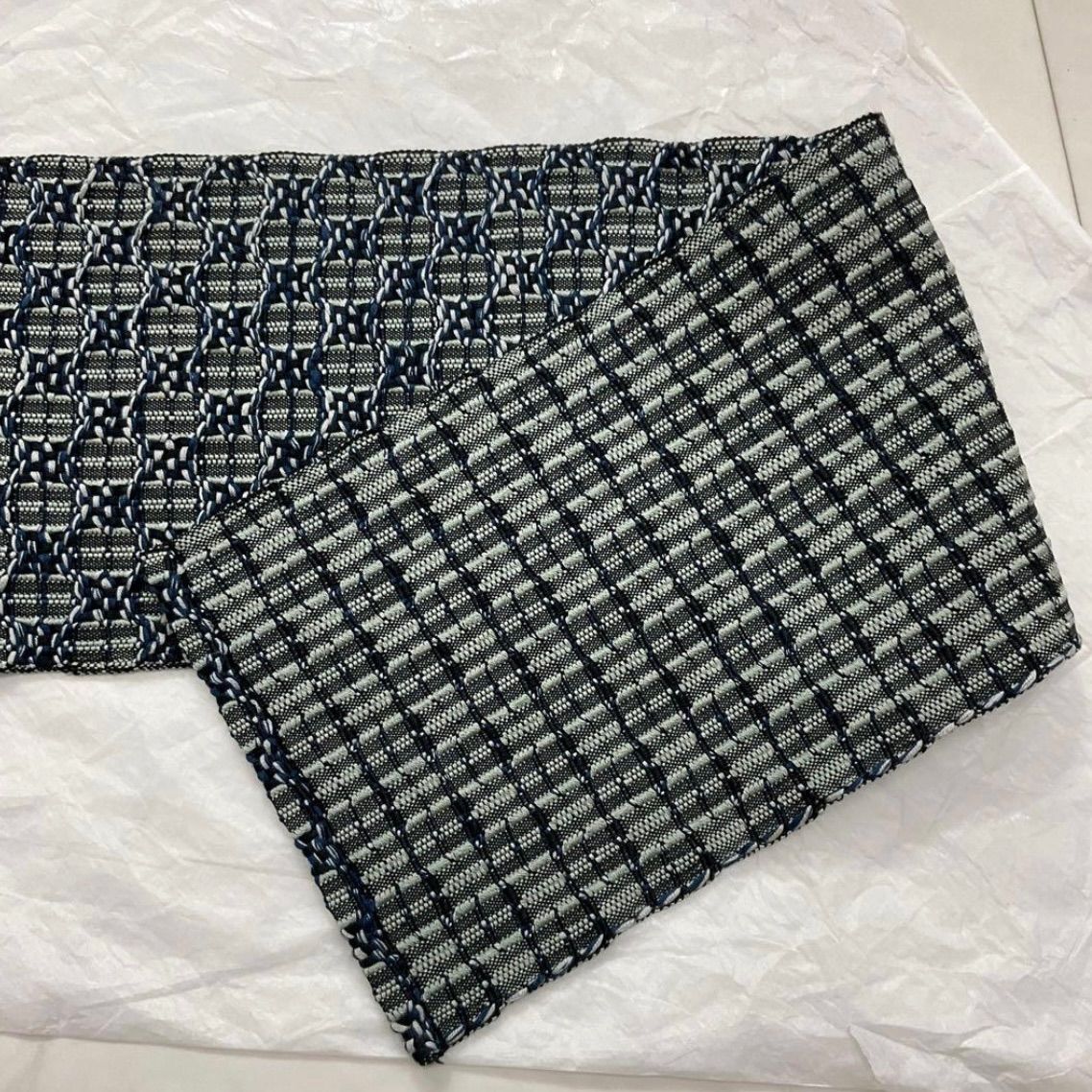 ○kimono+one○kimonoarisa○厳選○未使用同然みちのく花織○青○正絹