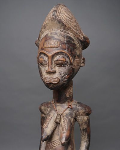 アフリカ コートジボワール バウレ族 女性 座像 立像 人形 No,6