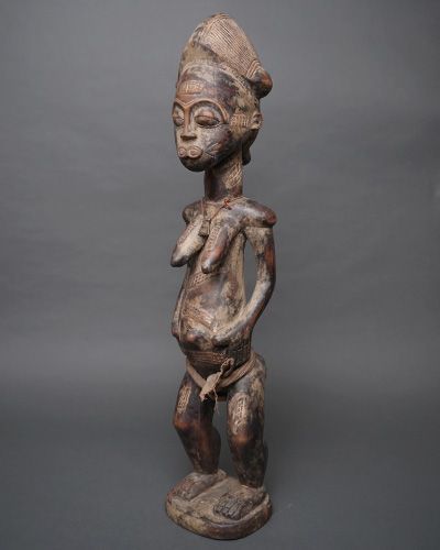 アフリカ コートジボワール バウレ族 女性 座像 立像 人形 No,6