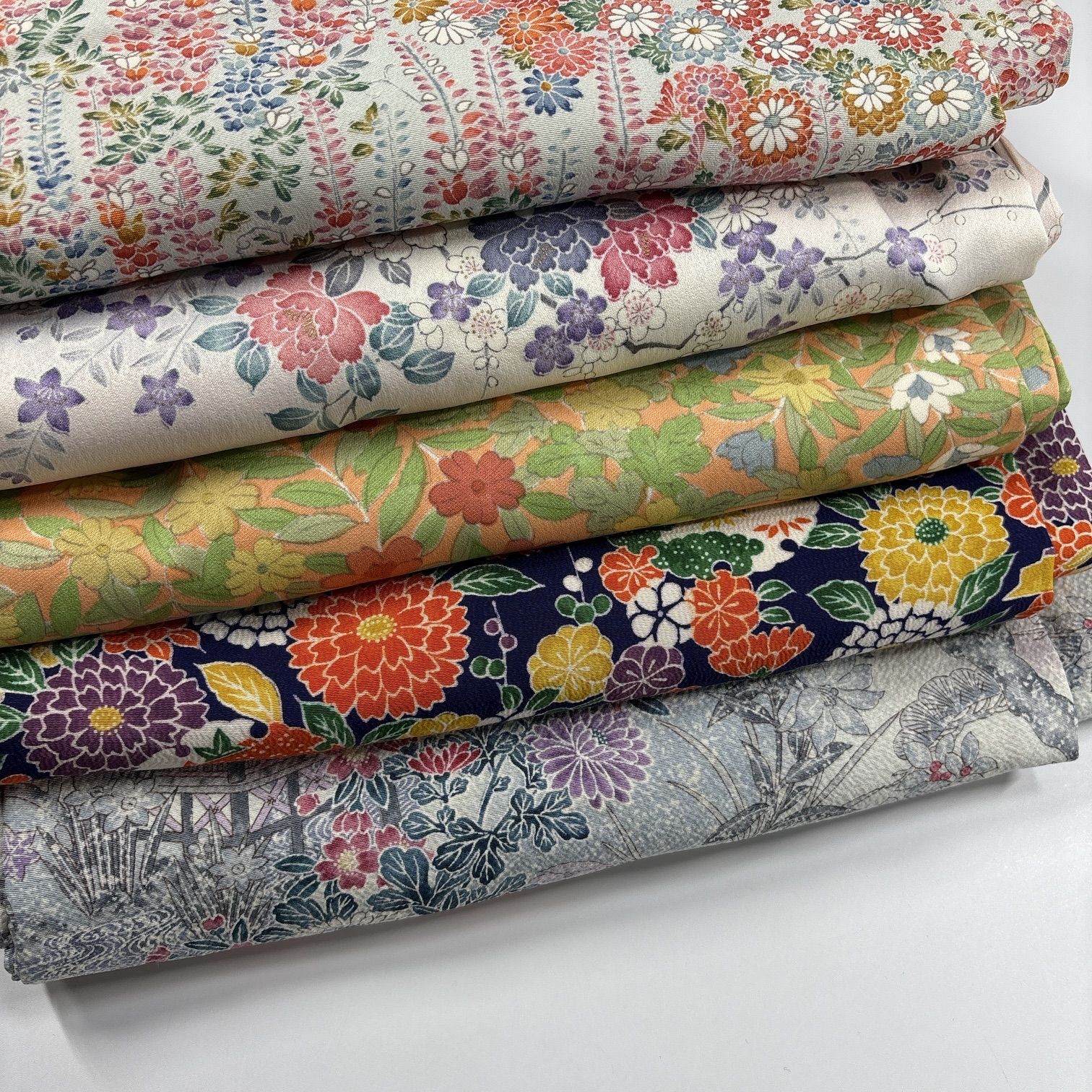 小紋 5枚 正絹 着物まとめ売り 同梱購入歓迎 リメイク用 着付け練習用