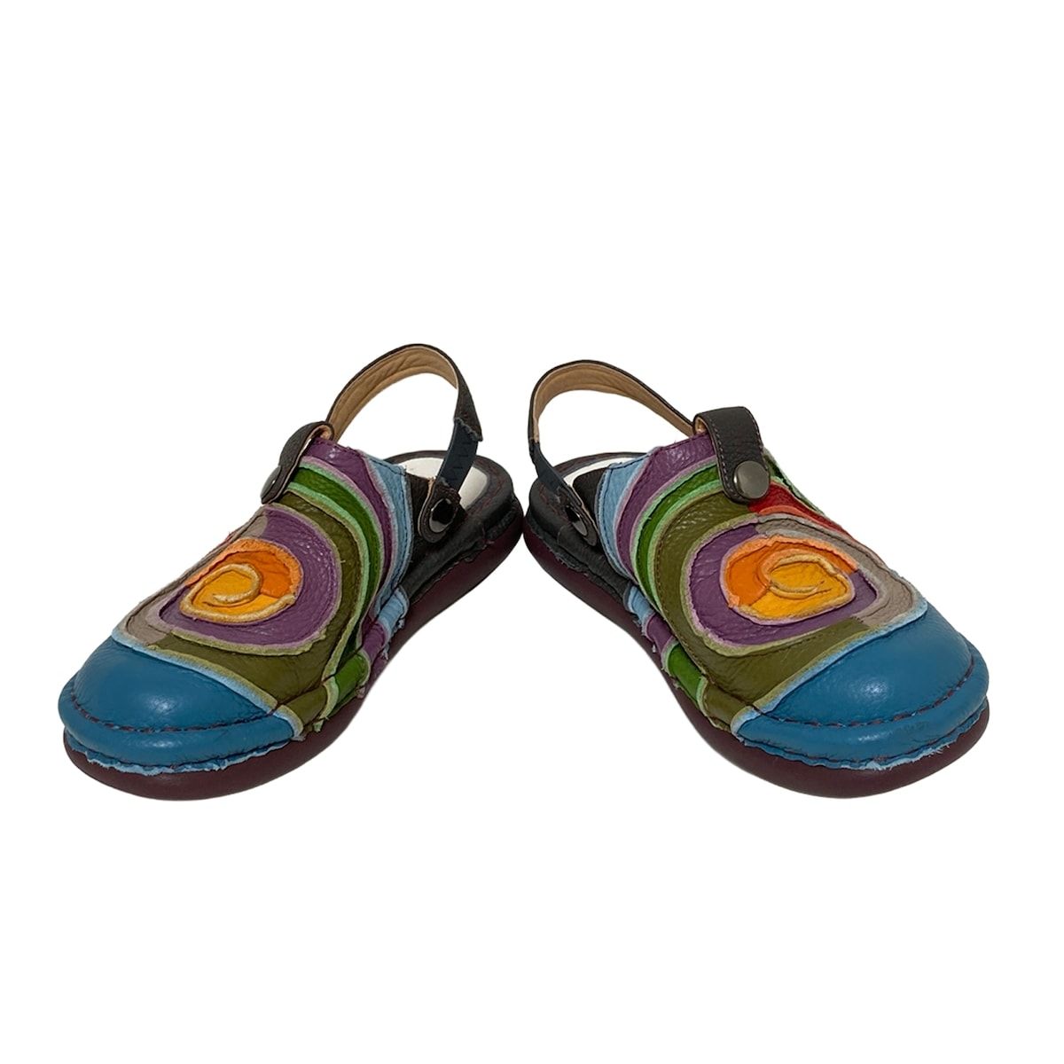 Estacion エスタシオン サンダル M レディース - ダークグレー×ブルー×マルチ レザー