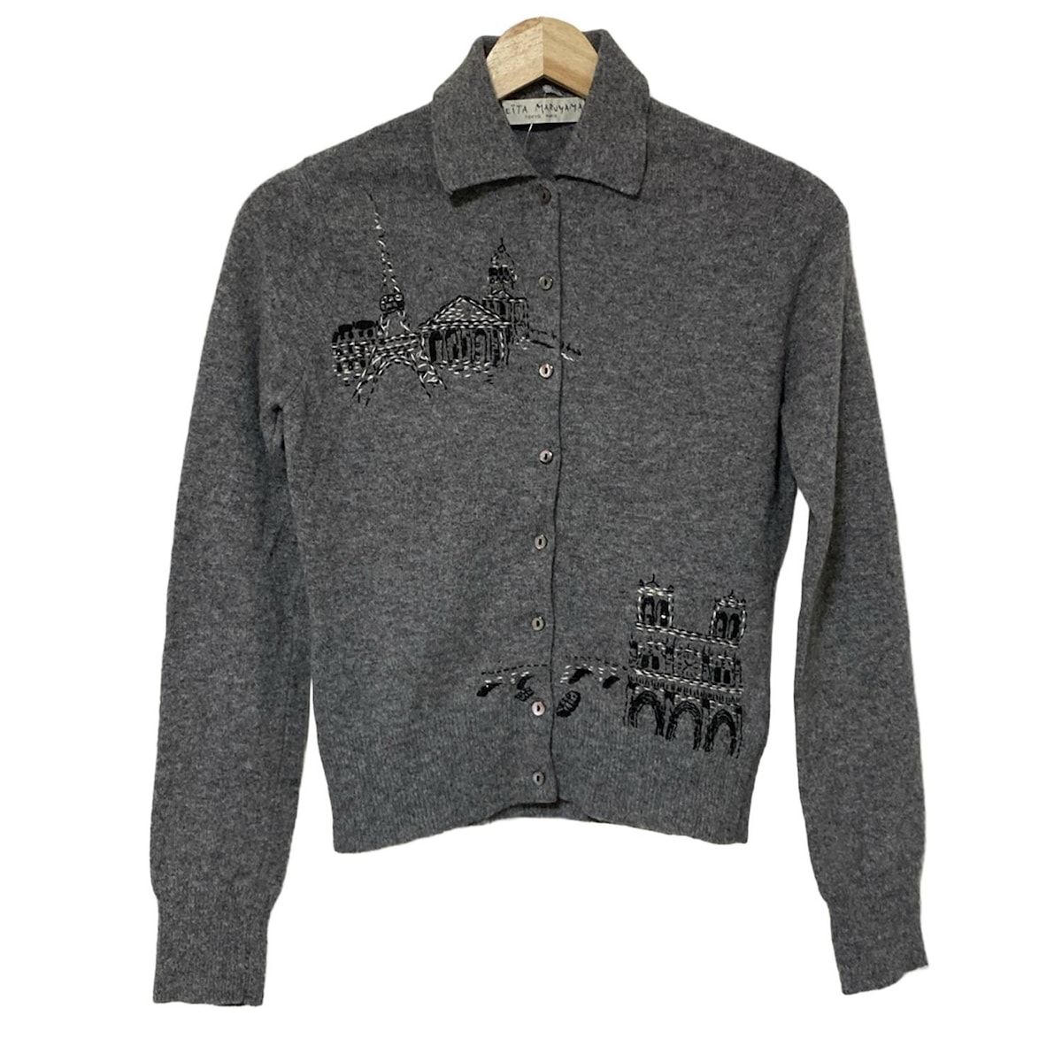 KEITA ケイタマルヤマ カーディガン サイズ1 S レディース グレー 黒 長袖 スパンコール