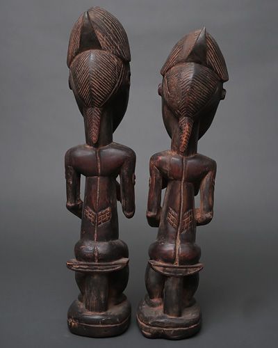 アフリカ コートジボワール バウレ族 ペア 座像 立像 人形 No,4