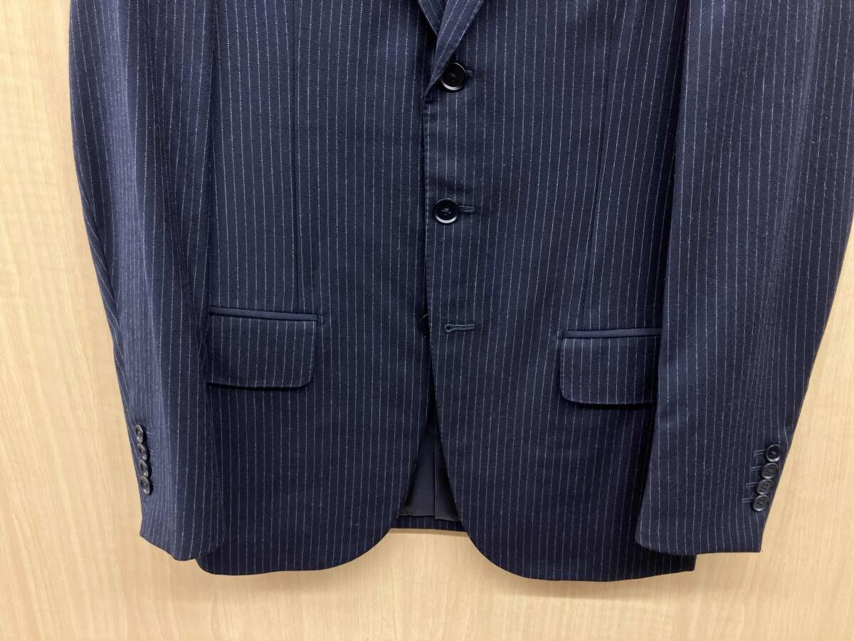 ISAIA イザイア ネイビー ストライプ テーラードジャケット 三つボタン