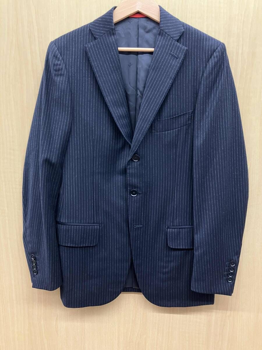 ISAIA イザイア ネイビー ストライプ テーラードジャケット 三つボタン