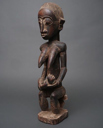 アフリカ コートジボワール バウレ族 女性 座像 立像 人形 No,3