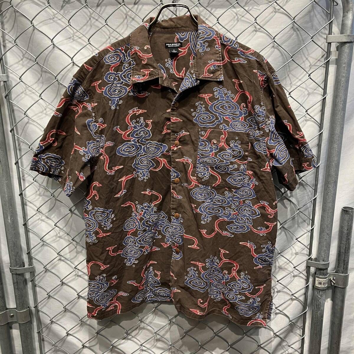 90 00 s Ralph Lauren POLO JEANS CO アロハシャツ ラルフローレン 和柄 ブラウン Mサイズ
