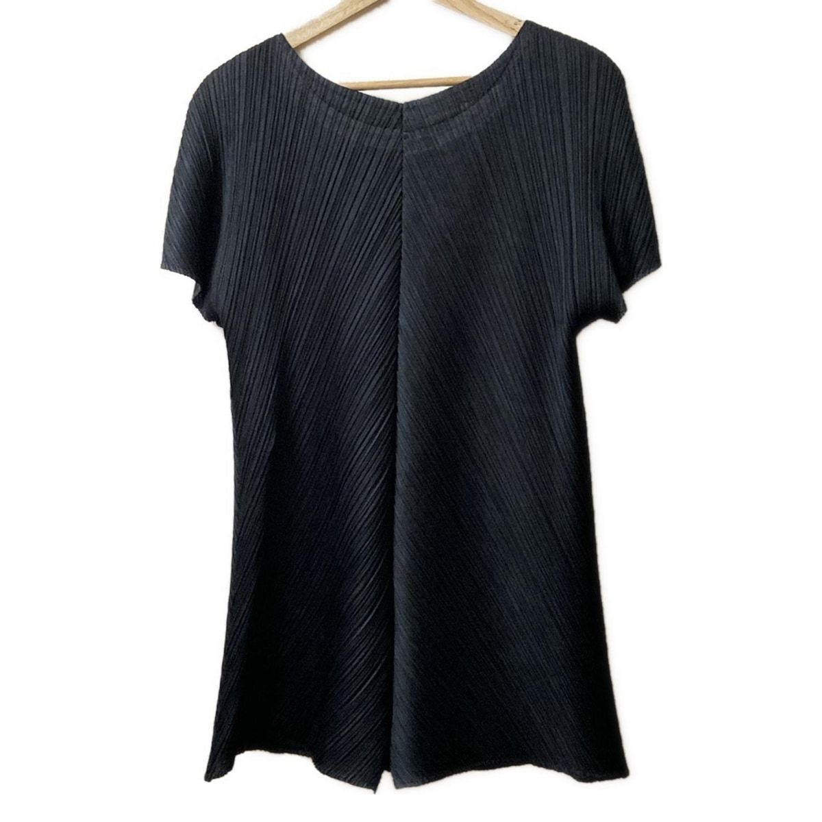 PLEATS PLEASE プリーツプリーズ ワンピース サイズ3 L レディース 黒 クルーネック 半袖 ひざ丈