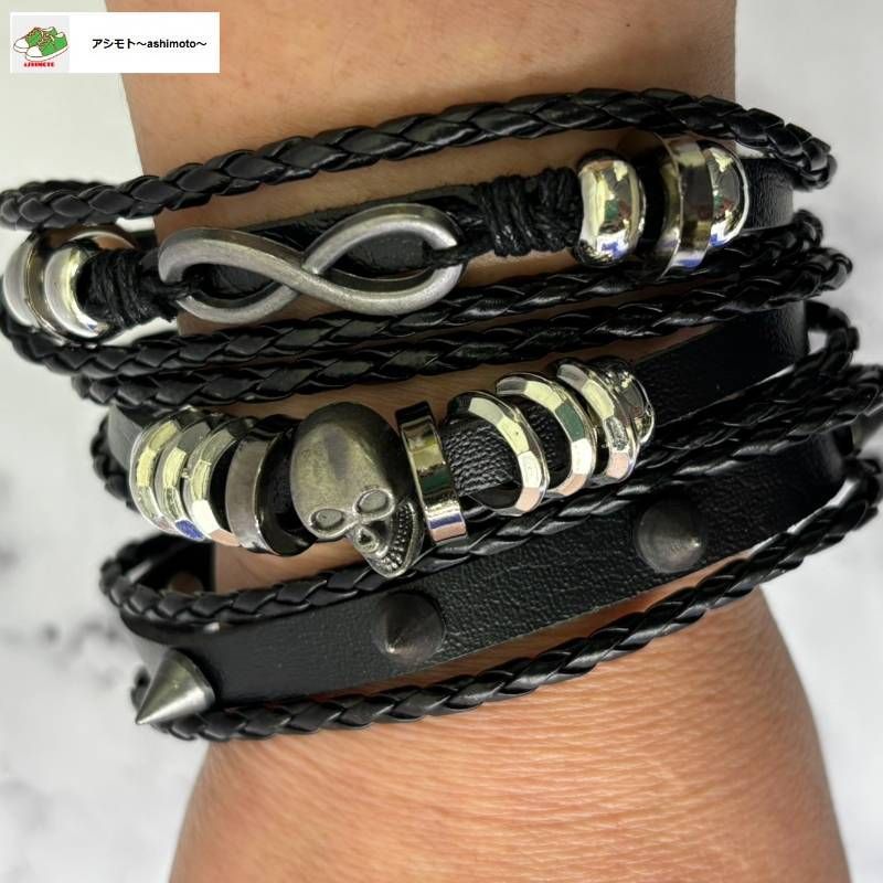 【正規品】Leathers&Treasures　スカルモチーフレザーブレスレット Yahoo!オークション - 限定 LEATHERS&TREASURES レザー スカル ブレス