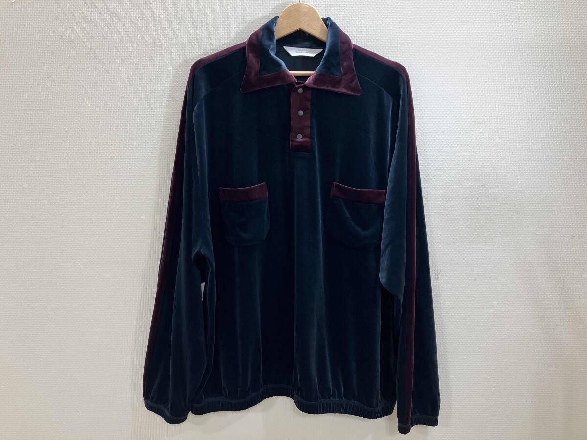 Sasquatchfabrix ベロアポロシャツ ベッチンポロシャツ デザインカットソー ネイビー XL 秋