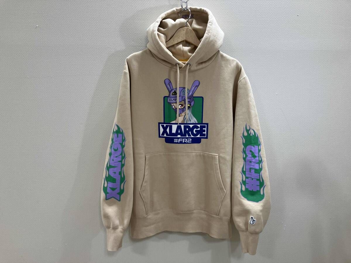 FR2 ×XLARGE 裏起毛プルオーバープリントパーカー 被りパーカー 