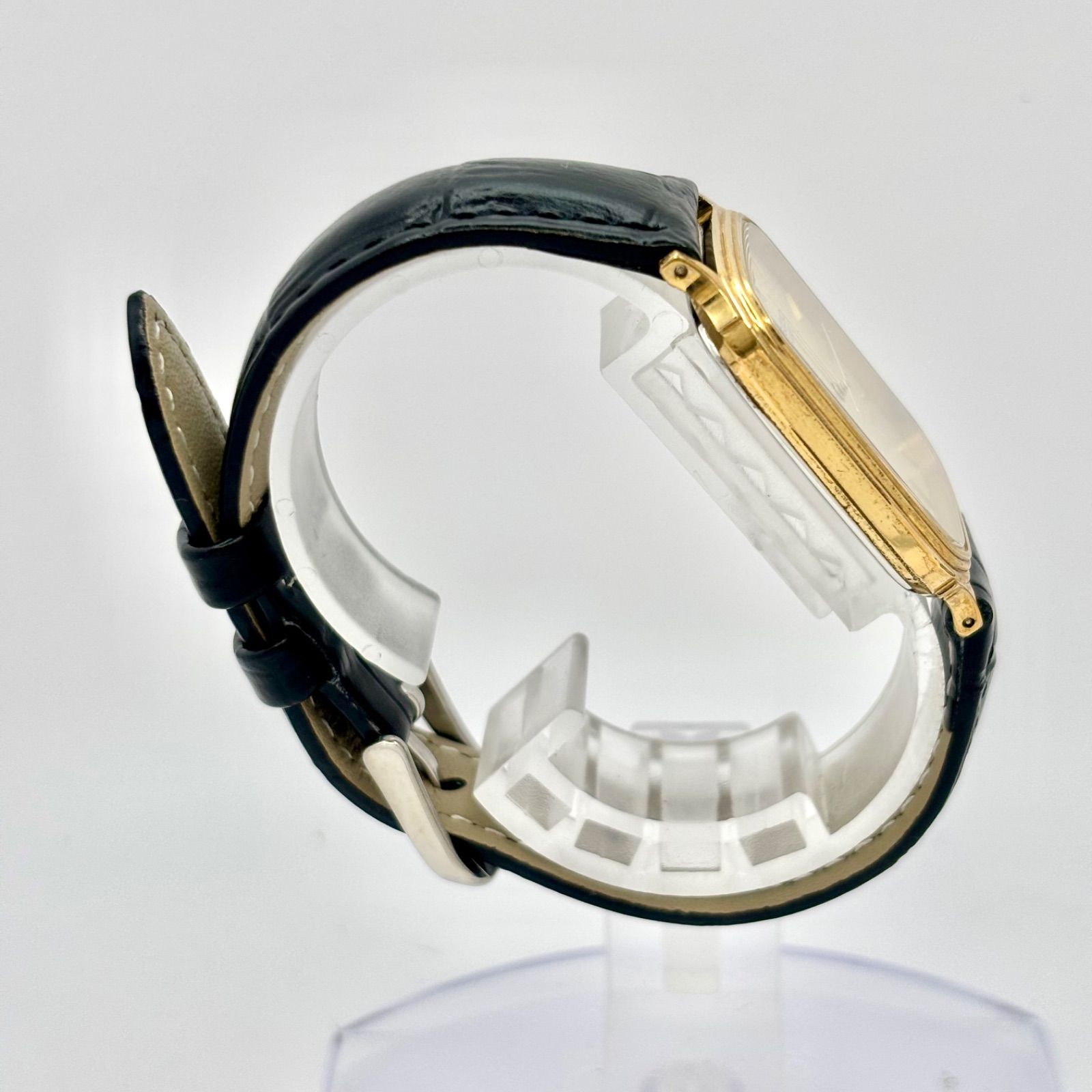  電池 SEIKO セイコー メンズ 腕時計 ゴールド レクタンギュラー 9021 5090 660080 刻印あり ベルト 腕時計(クォーツ) 腕時計(アナログ)