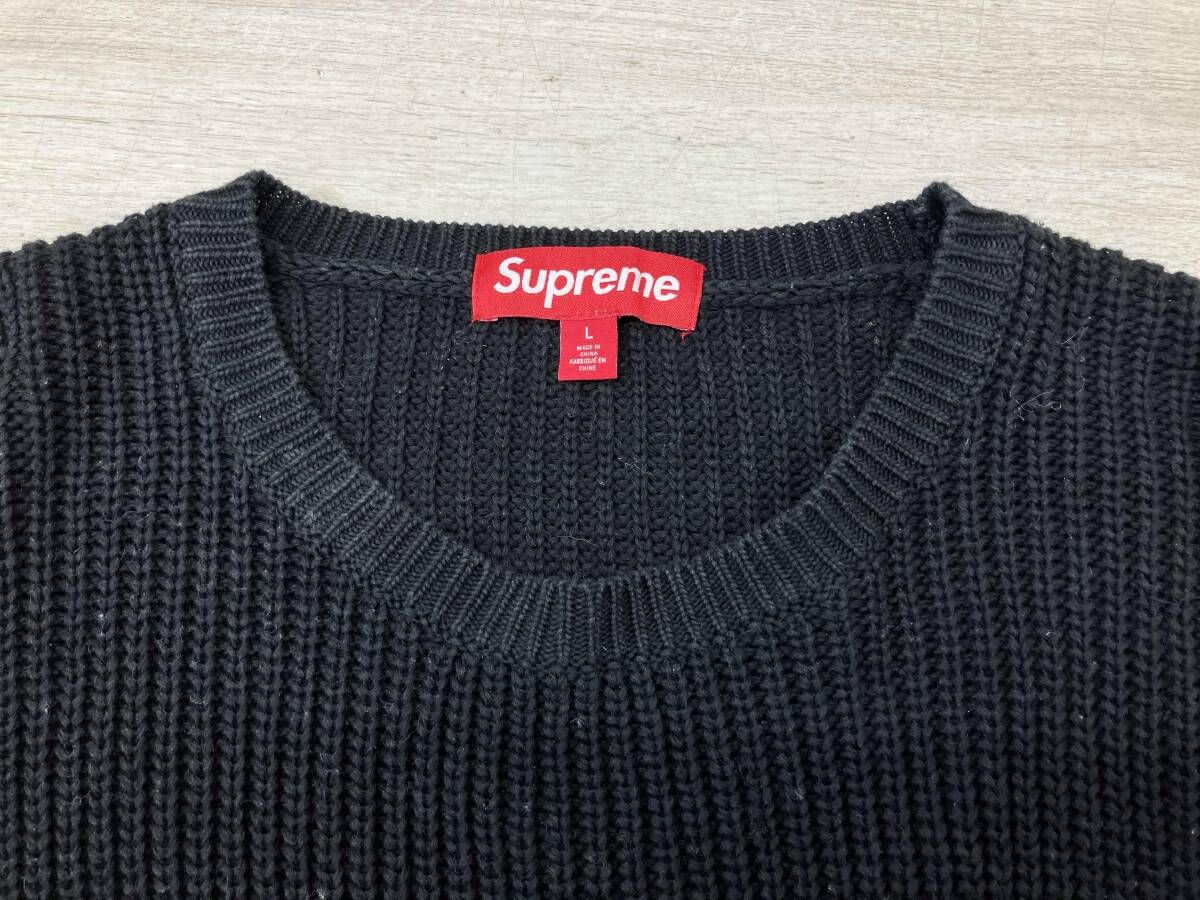 Supreme ブラック ワッフルセーター Lサイズ 冬 supreme シュプリーム ニット ワッフルニット L ショップ ブラック