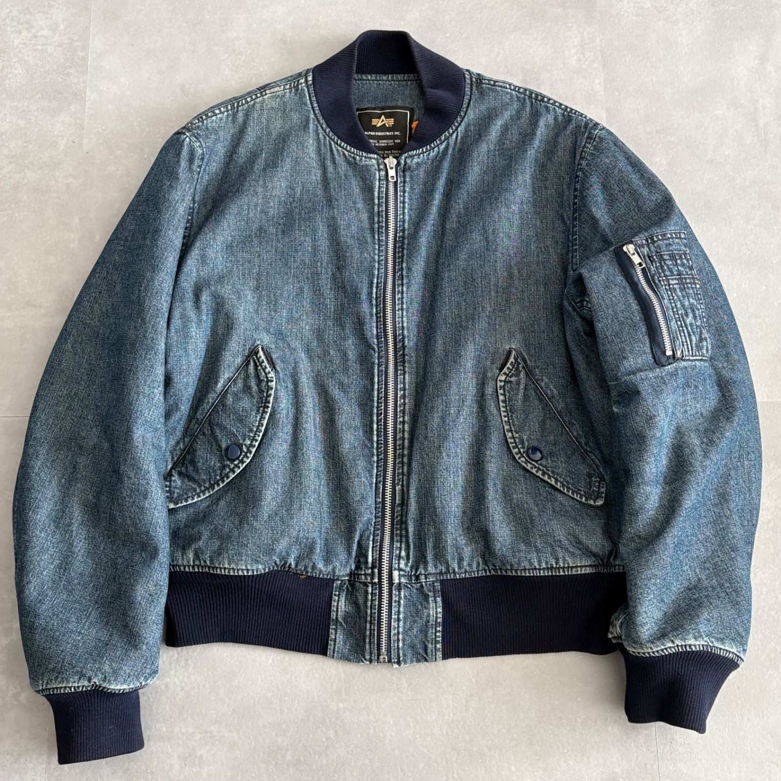 ALPHA 工場 INDUSTRIES 希少 デニムフライトジャケット MA-1 裏ボア