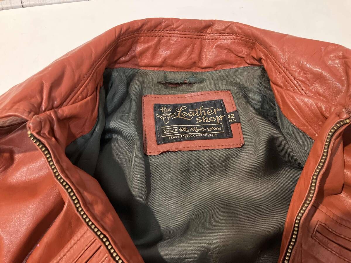 Sears シアーズ LEATHER SHOP レザージャケット レッドブラウン 42
