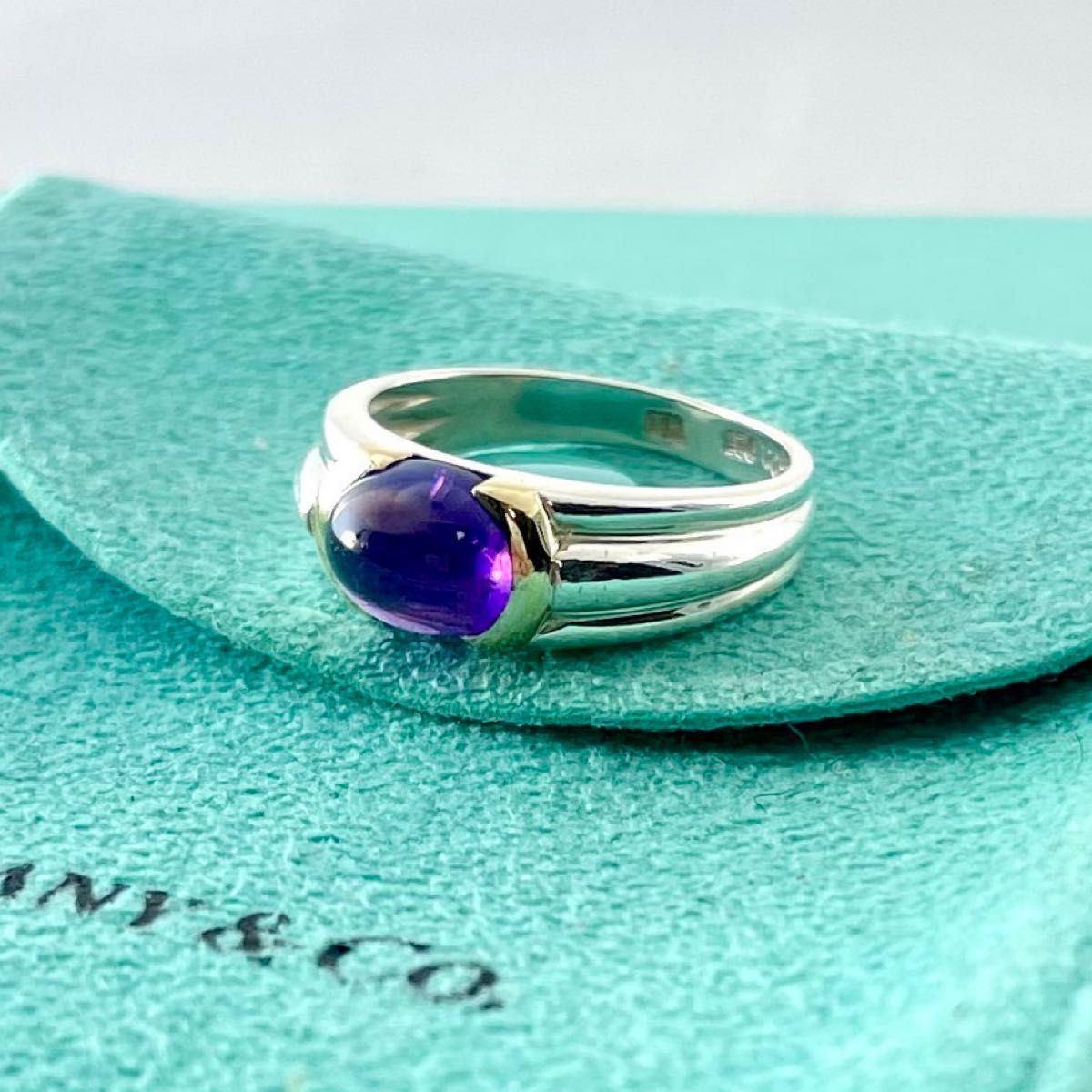 ◇希少☆【ティファニー】オールドティファニー　アメジスト　コンビ　リング　９号 ティファニー 9.5号 希少 アメジスト ゴールド コンビ リング WH12fe