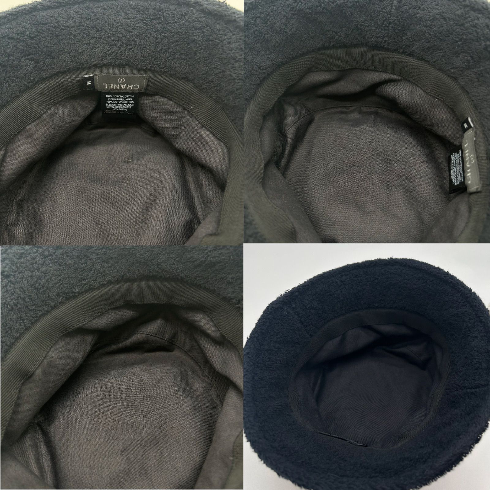 CHANEL シャネル ココマーク バケットハット ブラック M コットン