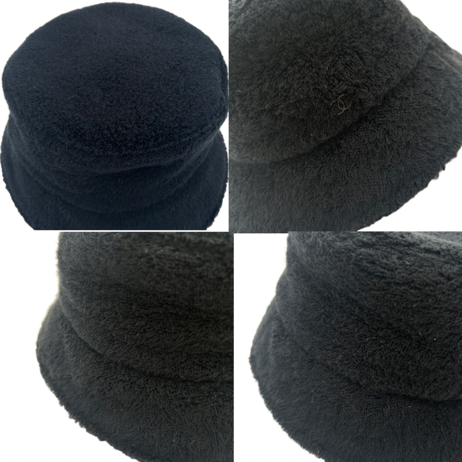 CHANEL シャネル ココマーク バケットハット ブラック M コットン